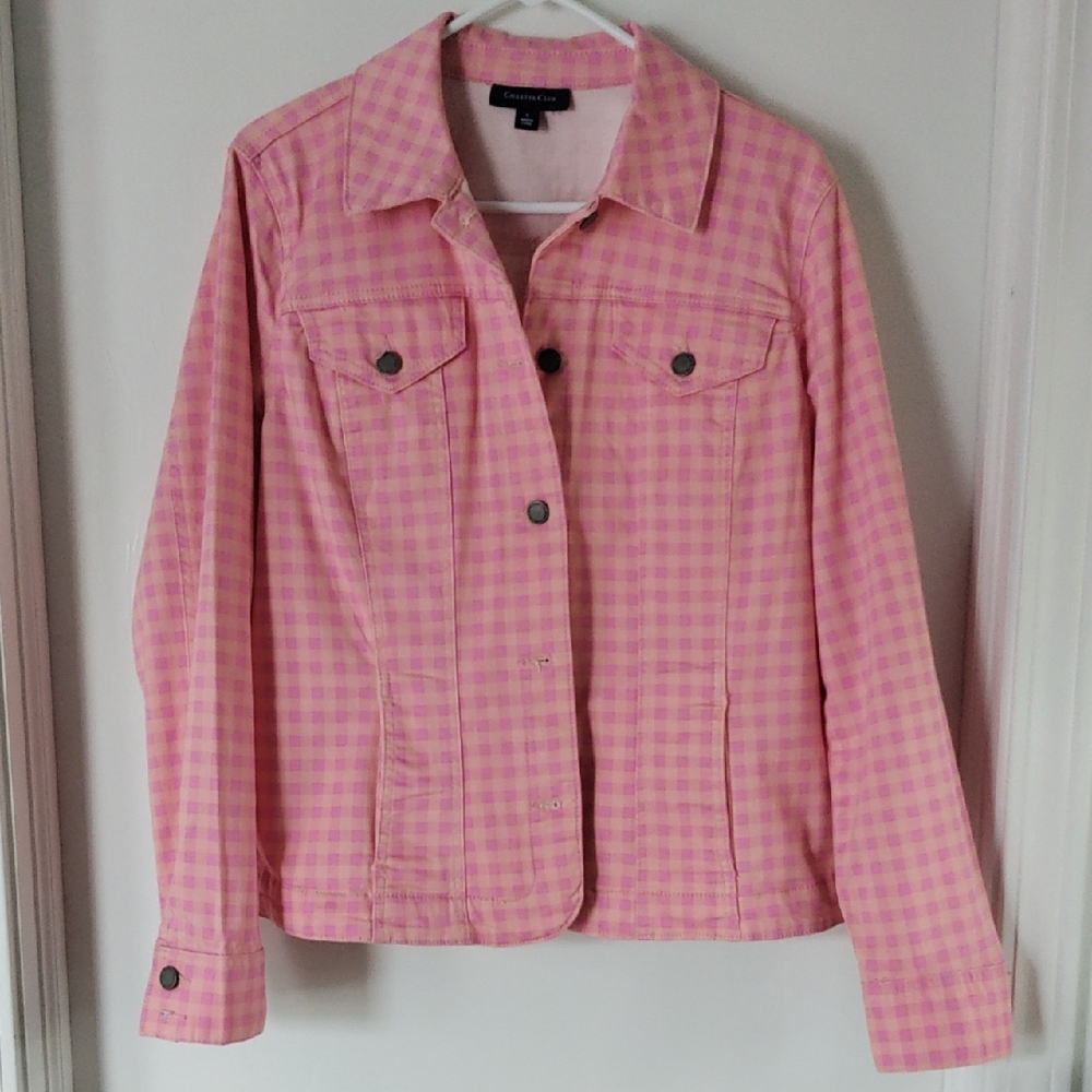 Charter Club Pink Plaid Jean Jacket